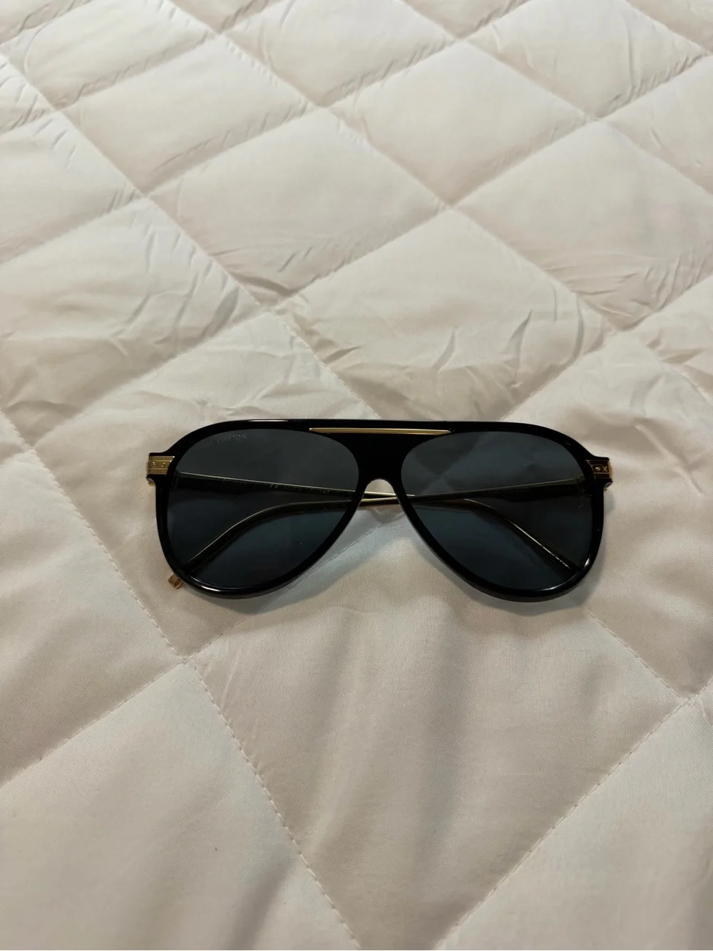 Louis Vuitton Black and Gold Aviator Sunglasses